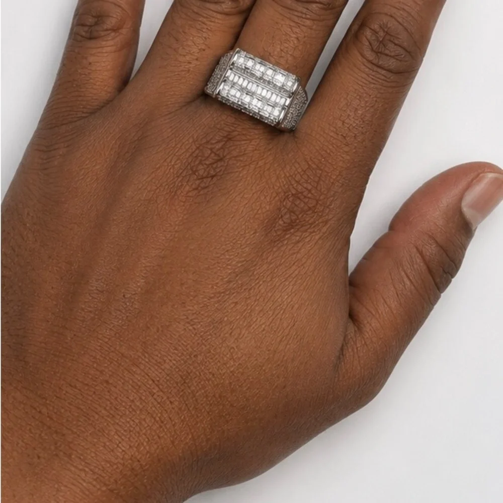 925 Sterling Silver 1.80CT MOISSANITE Iced Out Men’s Ring Size 10 or 11